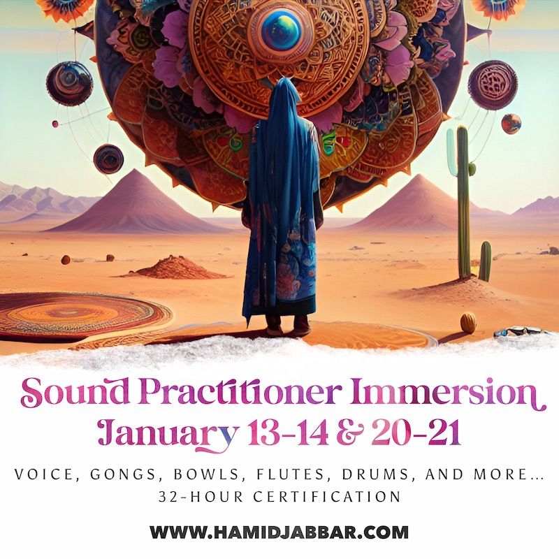 Flier for Sound Practitioner Immersion, January 13, 14, 20 and 21