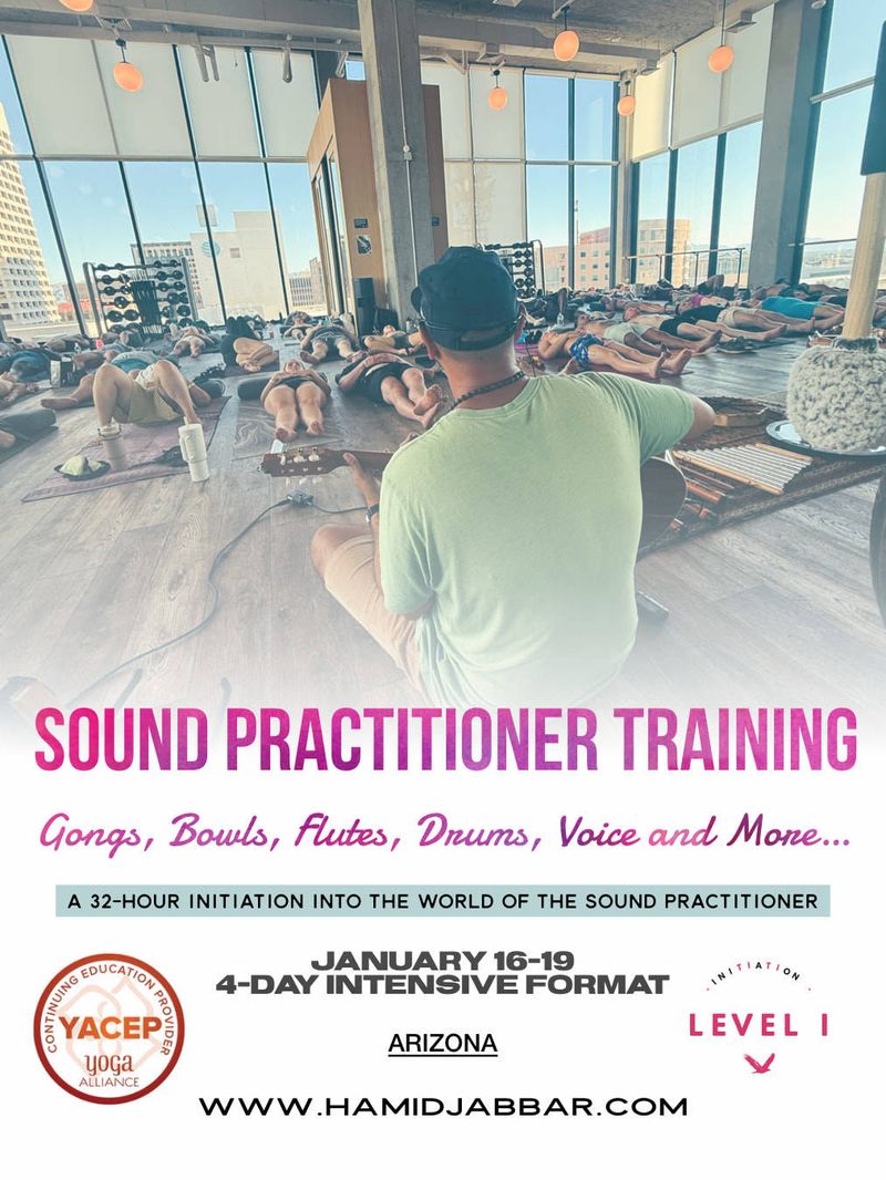 Flier for Sound Practitioner Training, a four day intensive, January 16 to 19 in Arizona